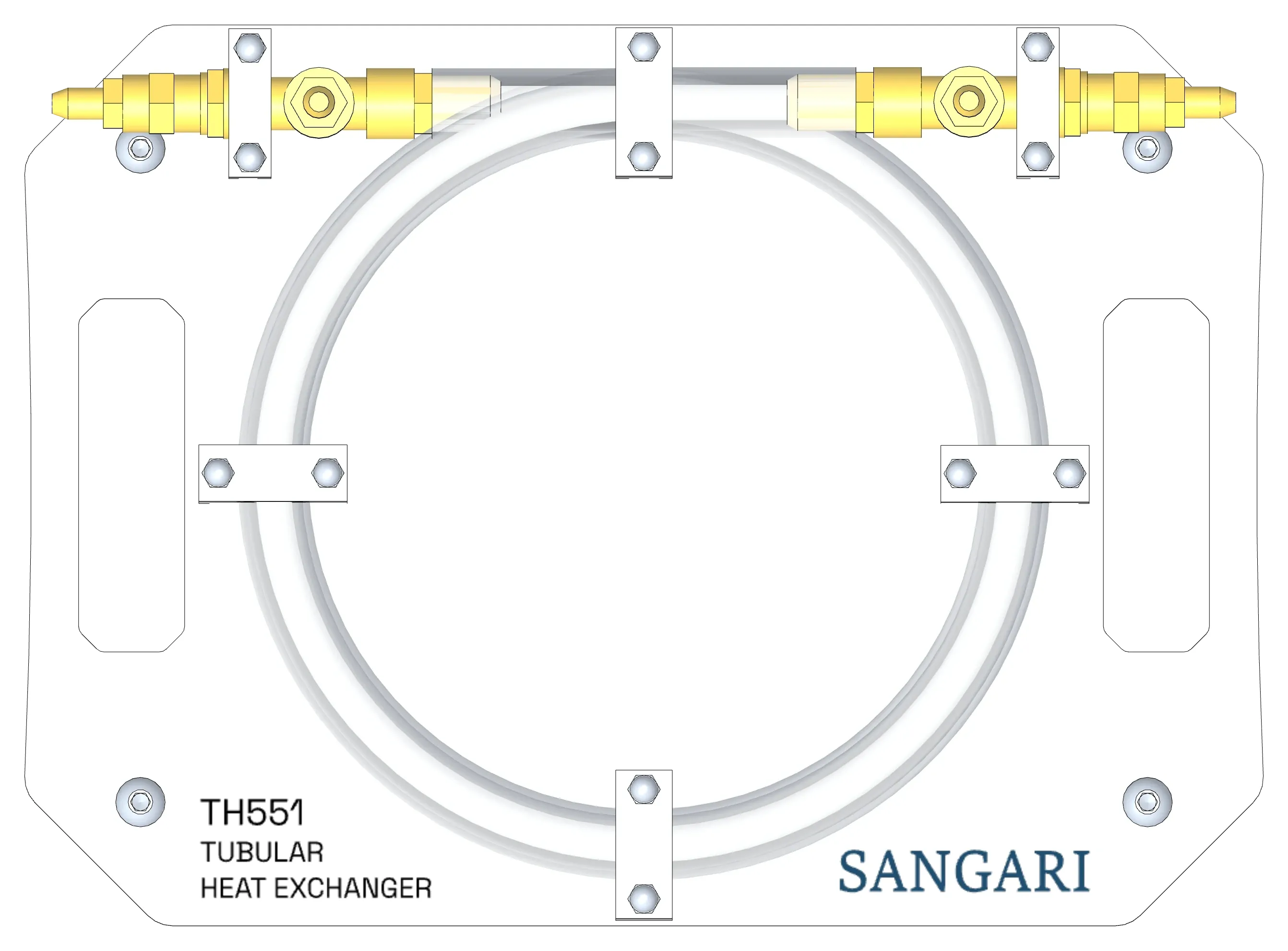 Top view of the TH551 tube-in-tube heat exchanger module